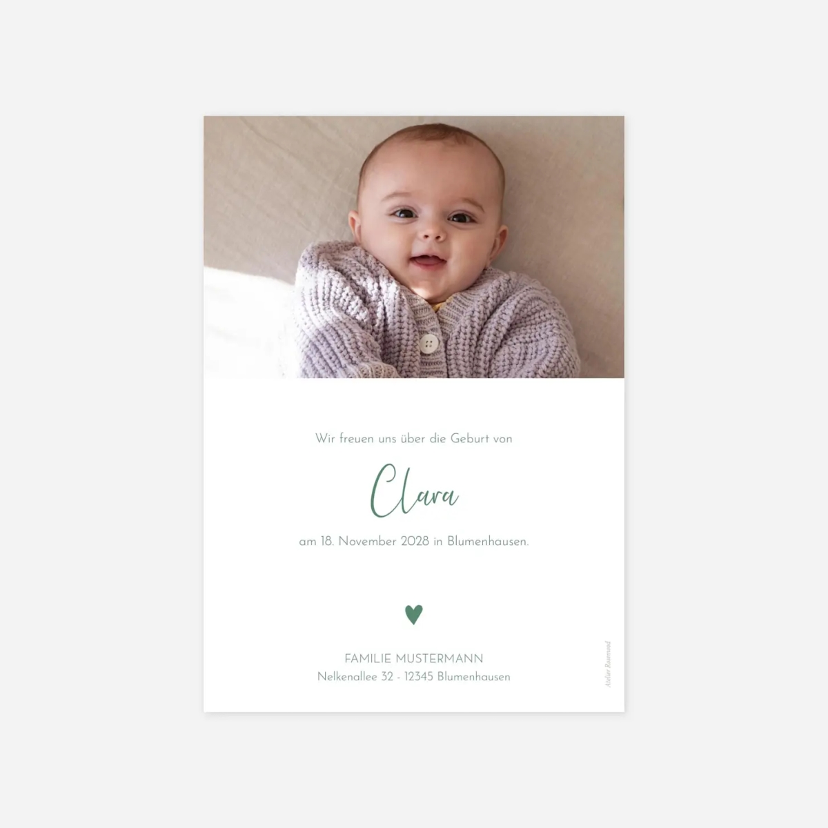 Geburtskarte Goldenes Herz