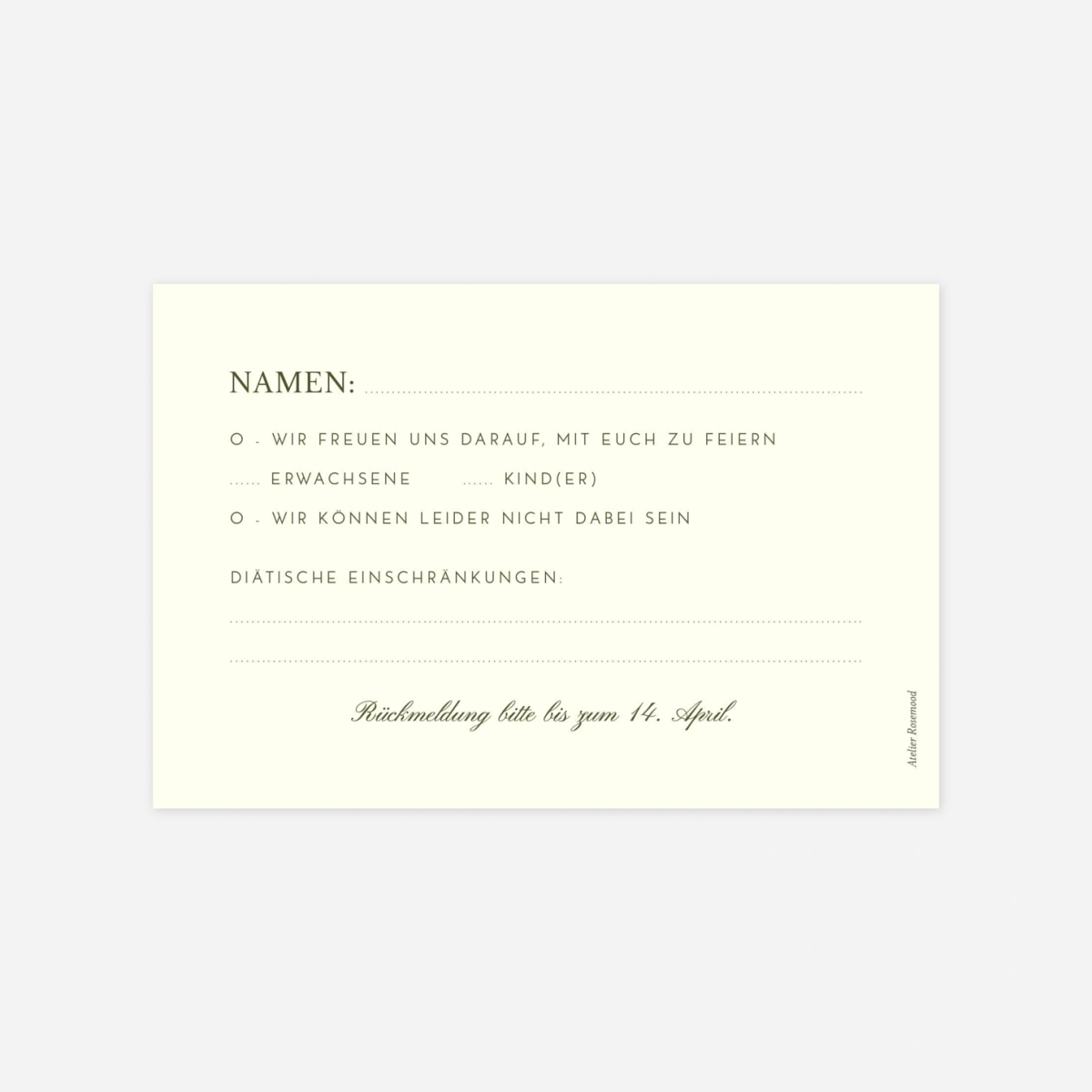 Antwortkarte Hochzeit Dolce Amore