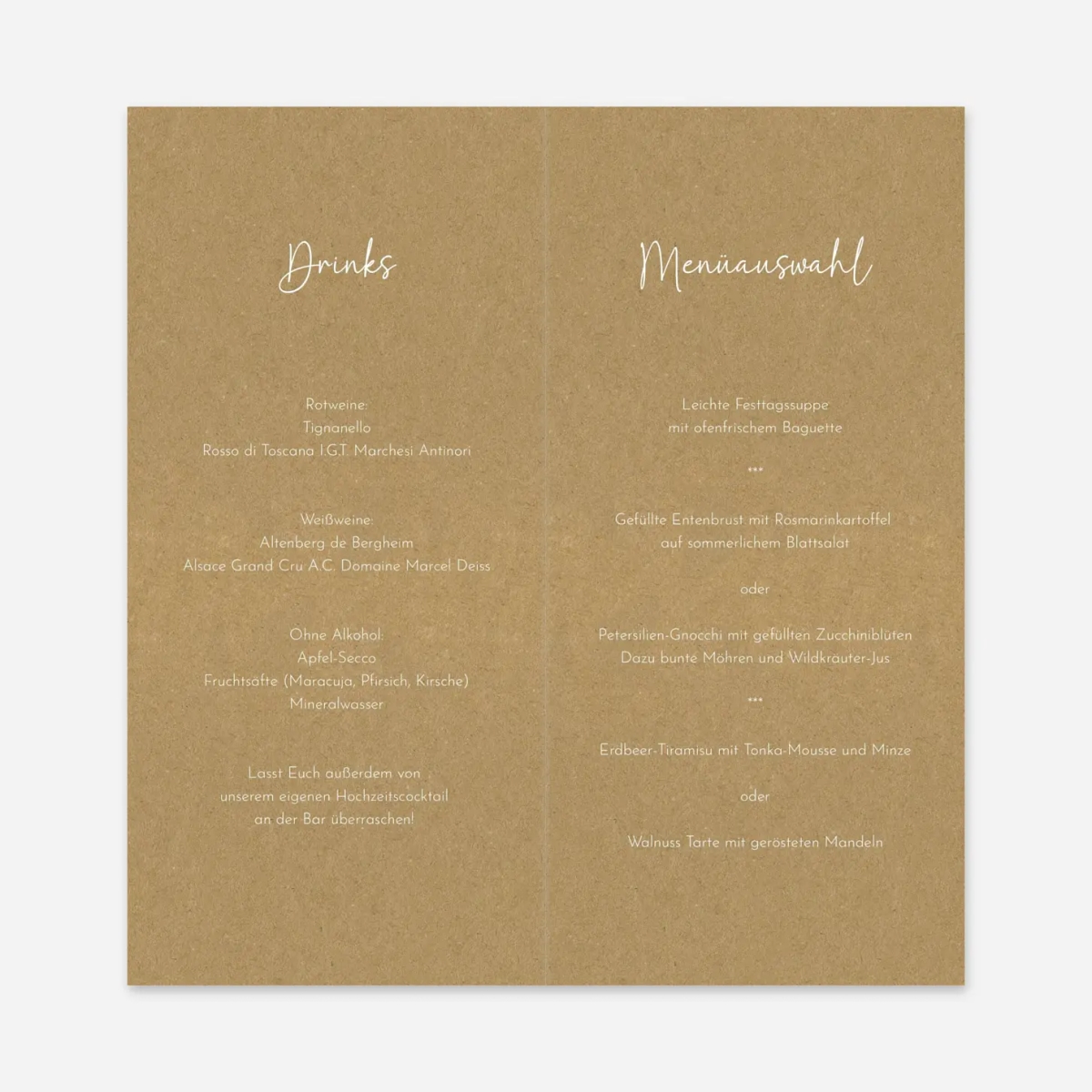 Menükarte Hochzeit Doodles