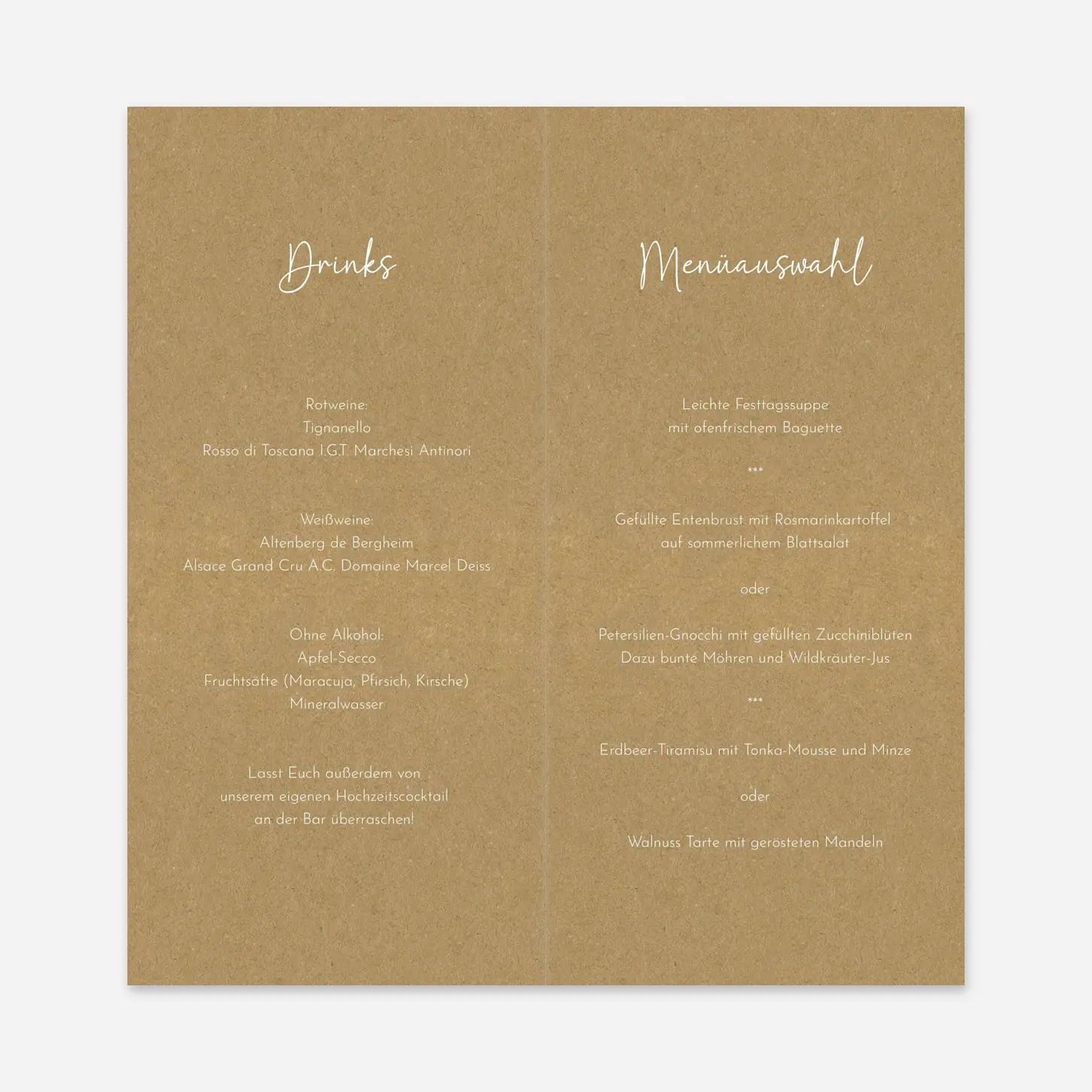 Menükarte Hochzeit Doodles