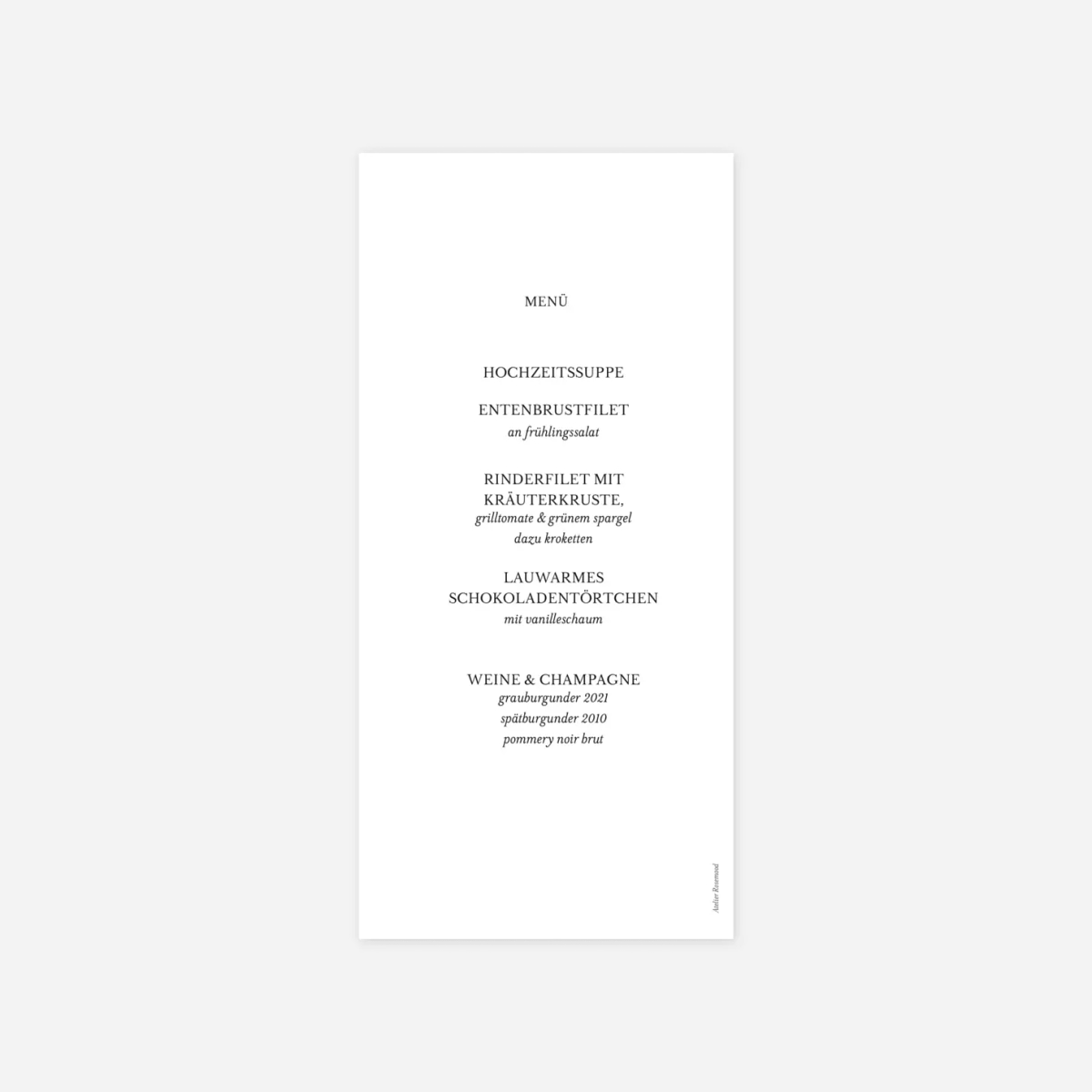 Menükarte Hochzeit Einzigartig