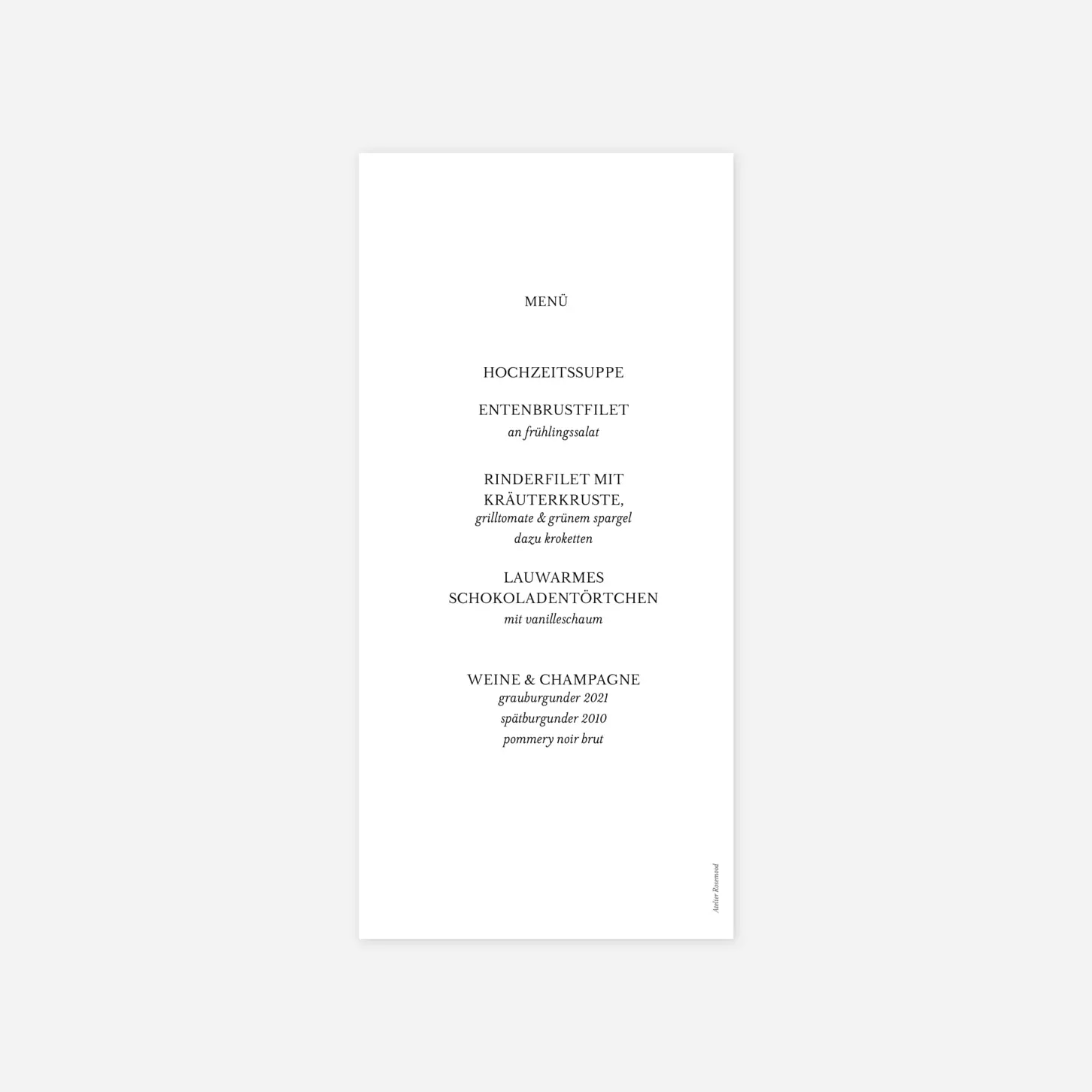 Menükarte Hochzeit Einzigartig