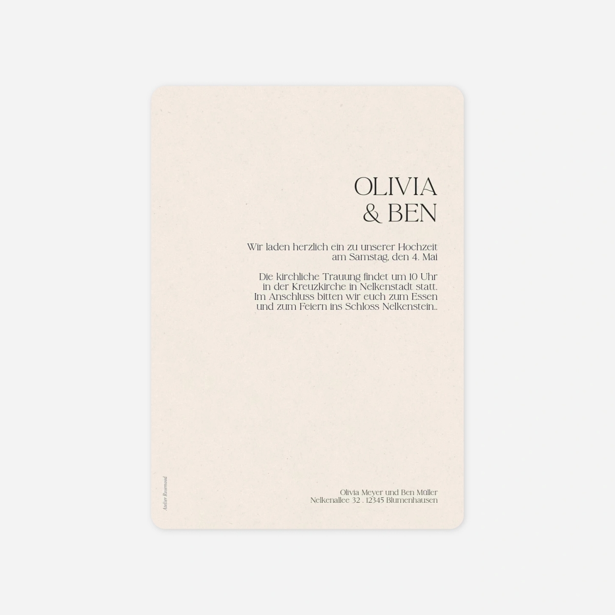 Hochzeitseinladung Ein Tag