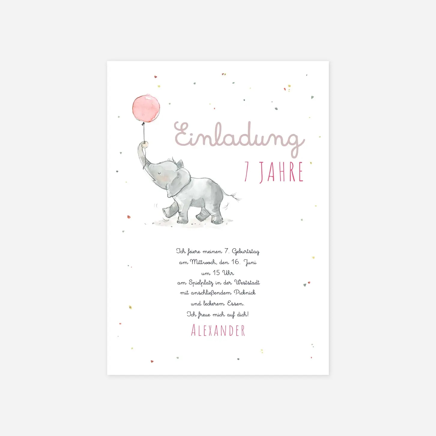 Kindergeburtstagseinladung Elefanten