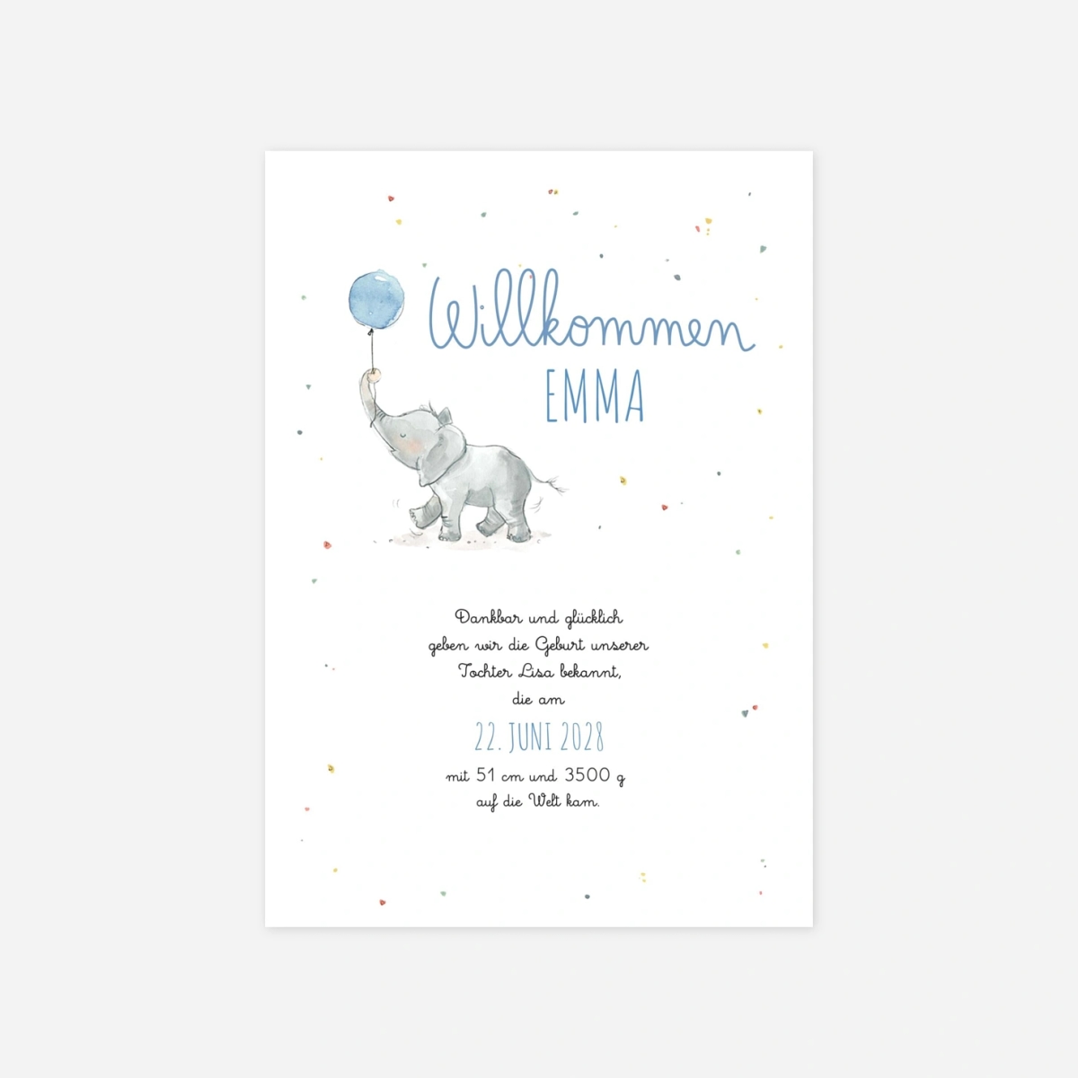 Geburtskarte Elefanten