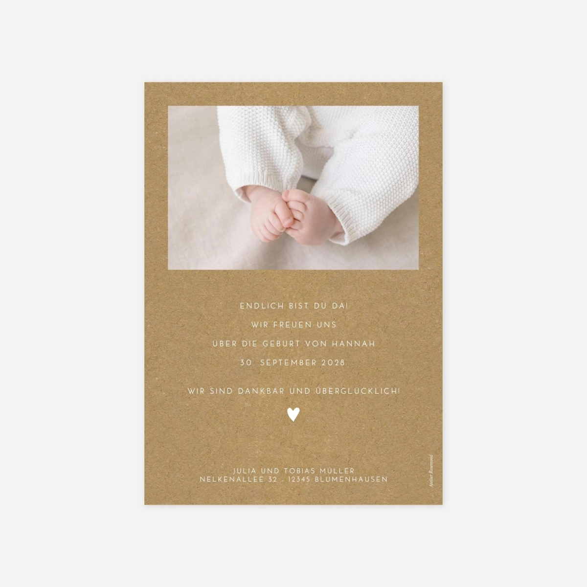 Geburtskarte Elegant Herz