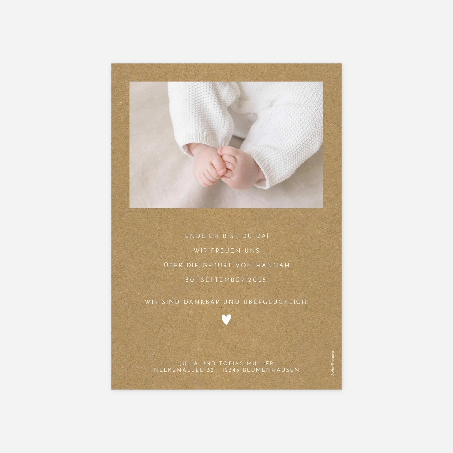 Geburtskarte Elegant Herz