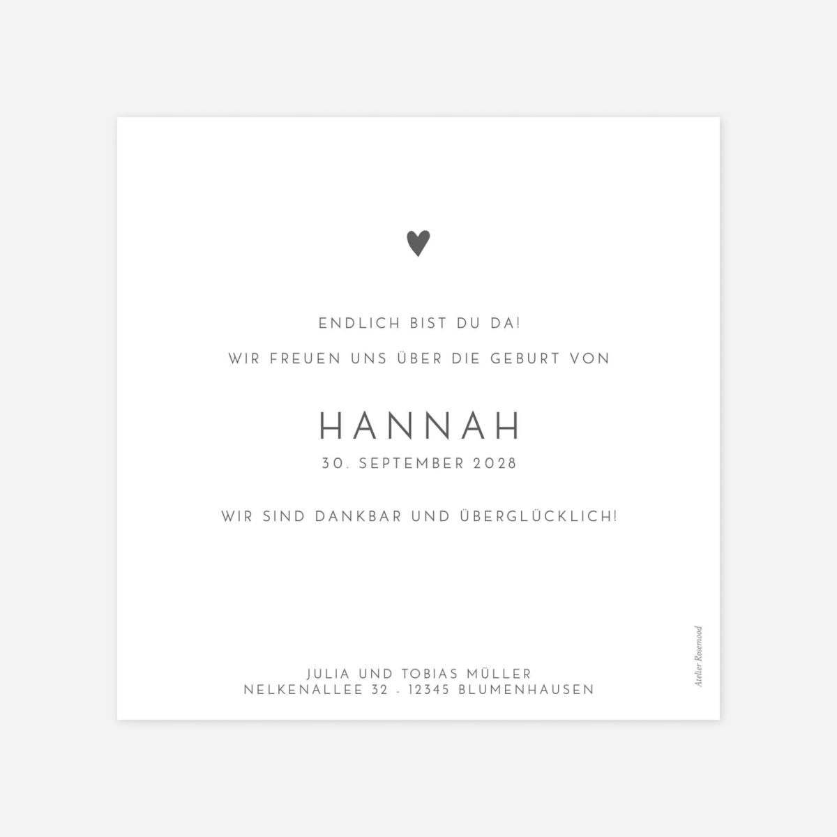 Geburtskarte Elegant Herz