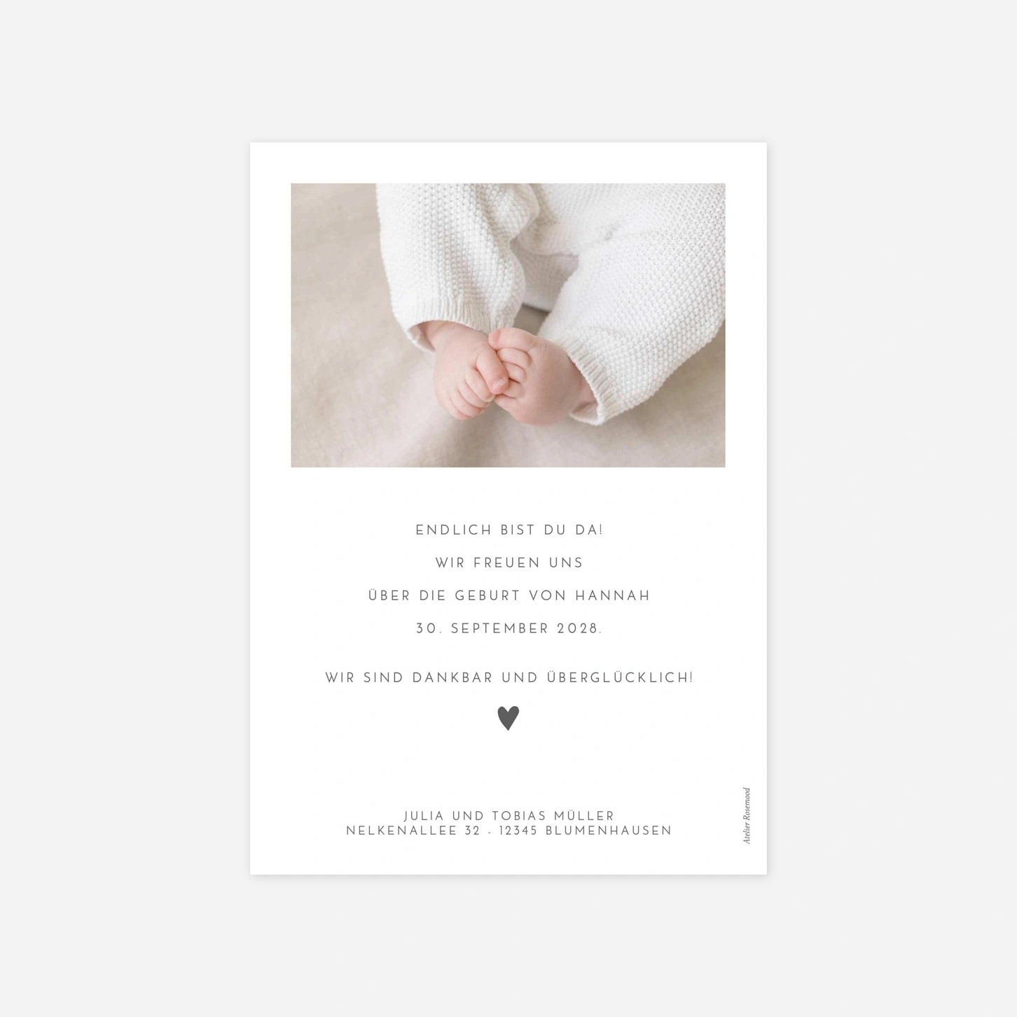 Geburtskarte Elegant Herz