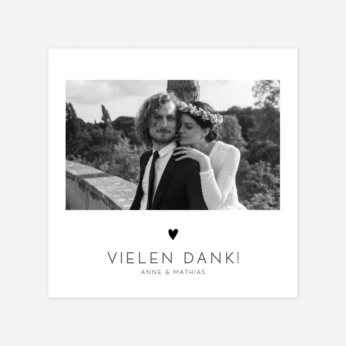 Dankeskarte Hochzeit Elegant Herz