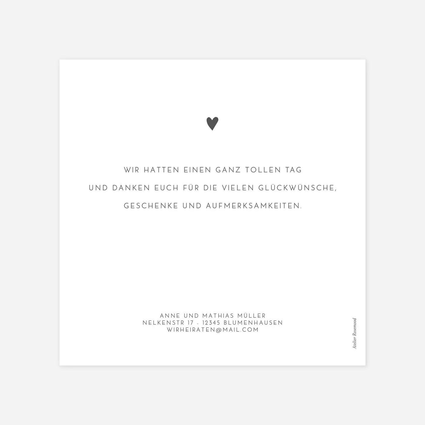 Dankeskarte Hochzeit Elegant Herz