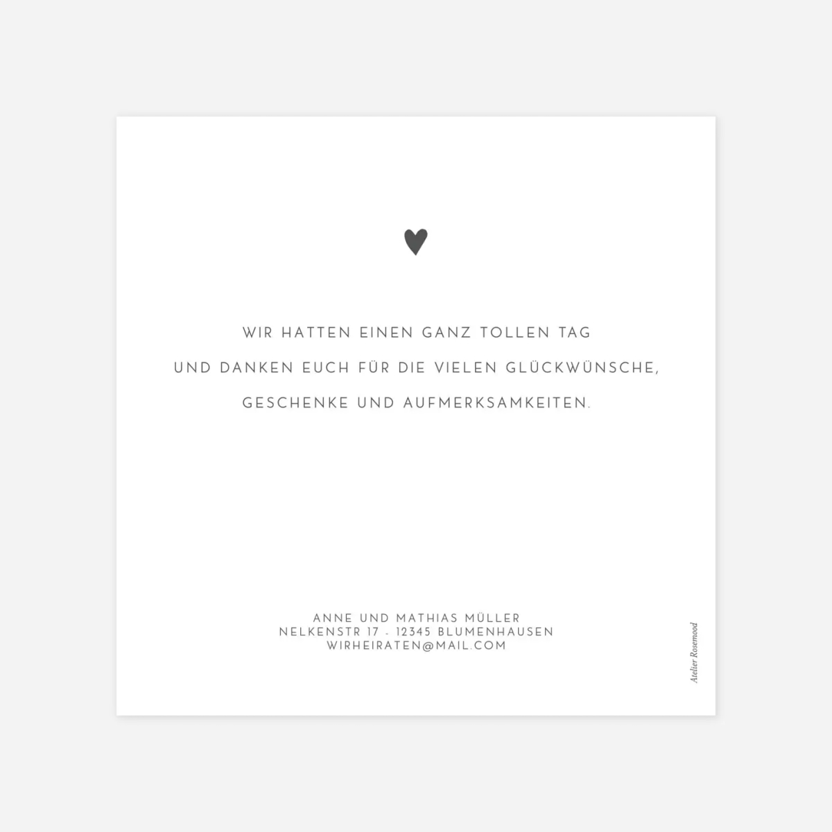 Dankeskarte Hochzeit Elegant Herz
