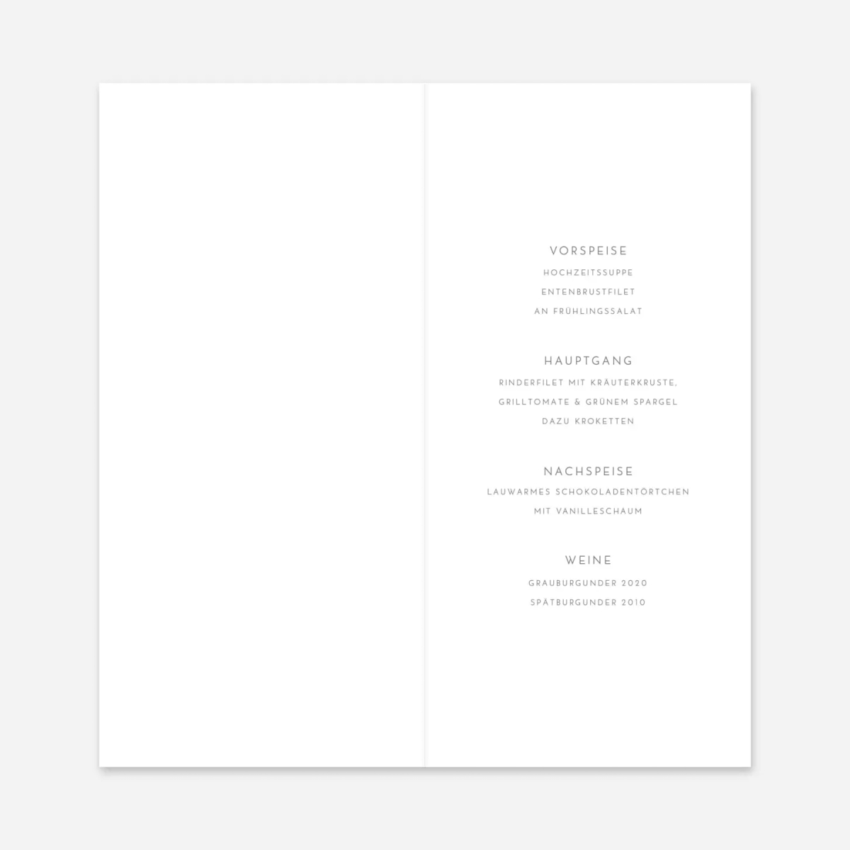 Menükarte Hochzeit Elegant Herz