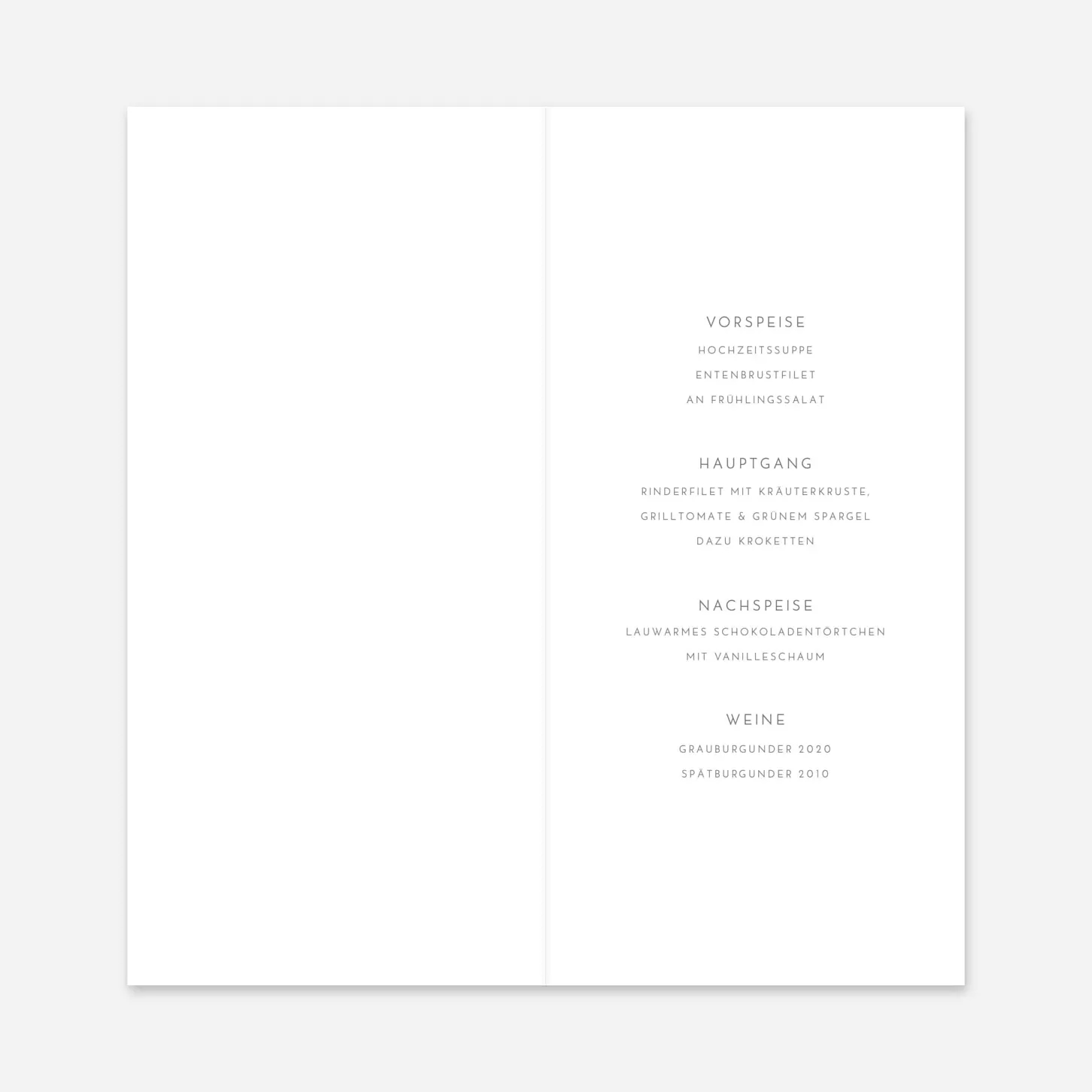 Menükarte Hochzeit Elegant Herz