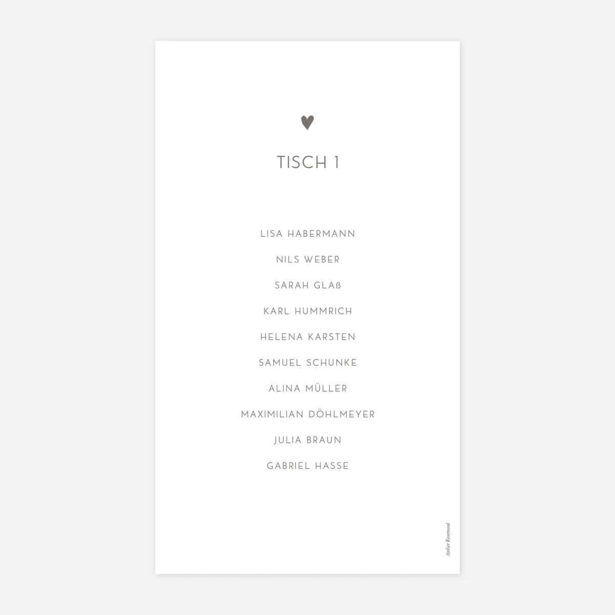Gruppentischkarte Elegant Herz