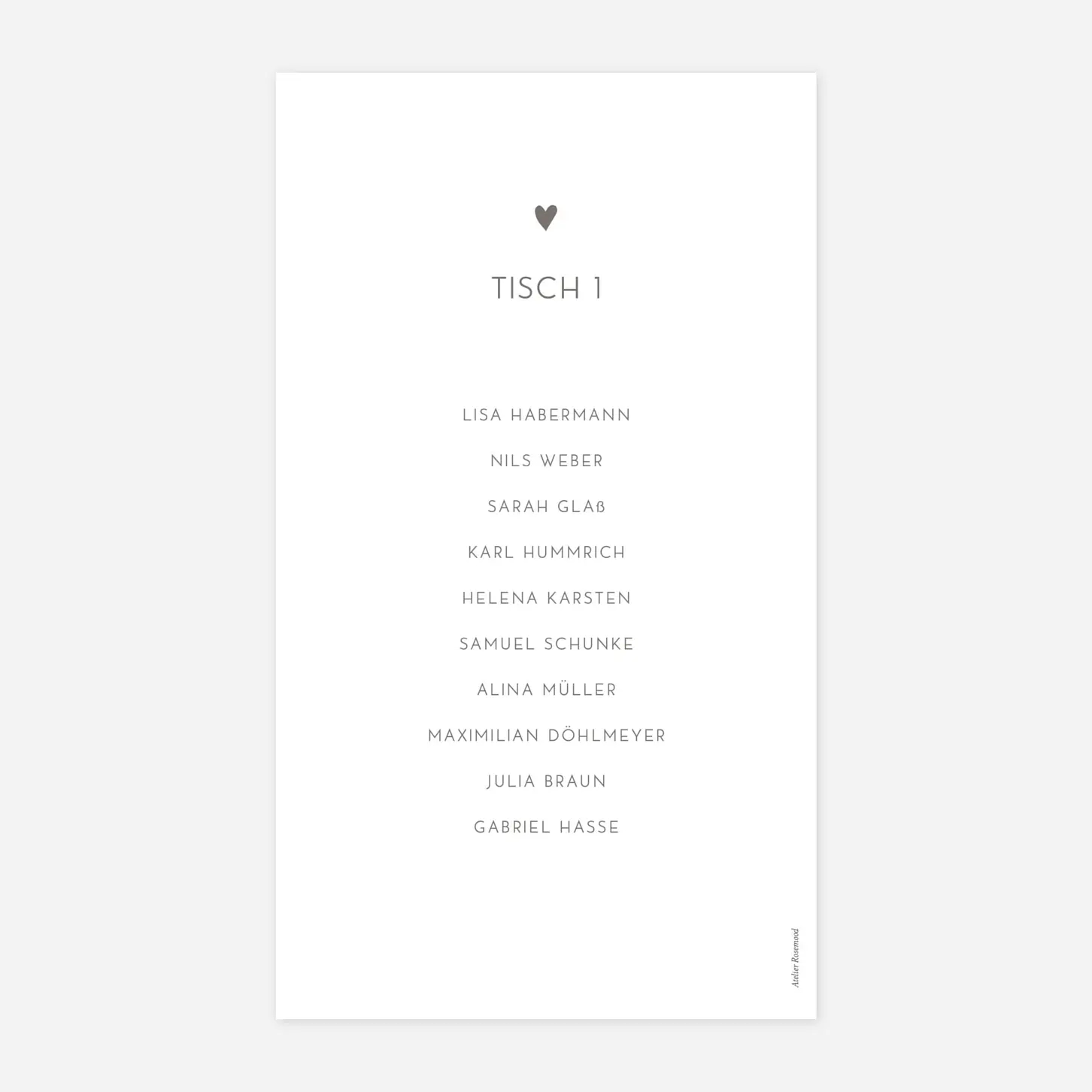 Gruppentischkarte Elegant Herz