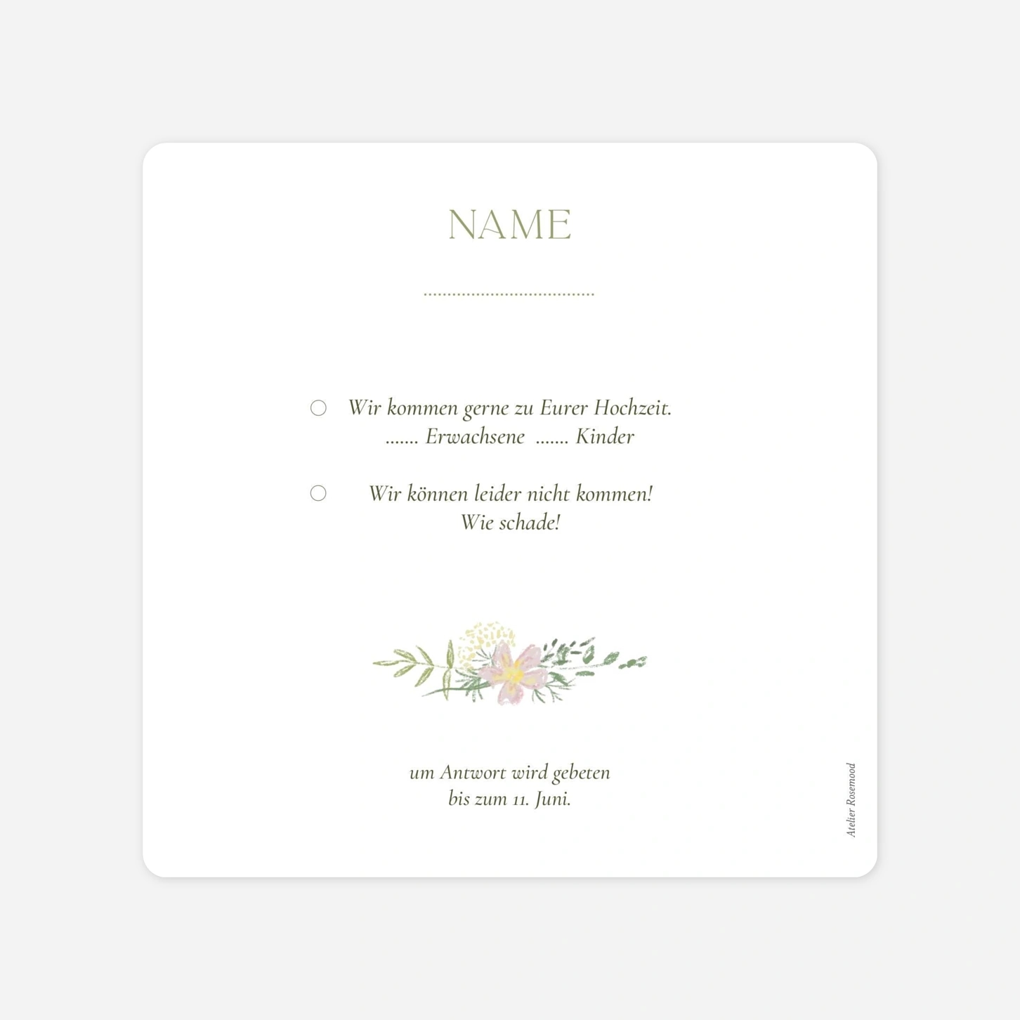 Antwortkarte Hochzeit Élégance végétale