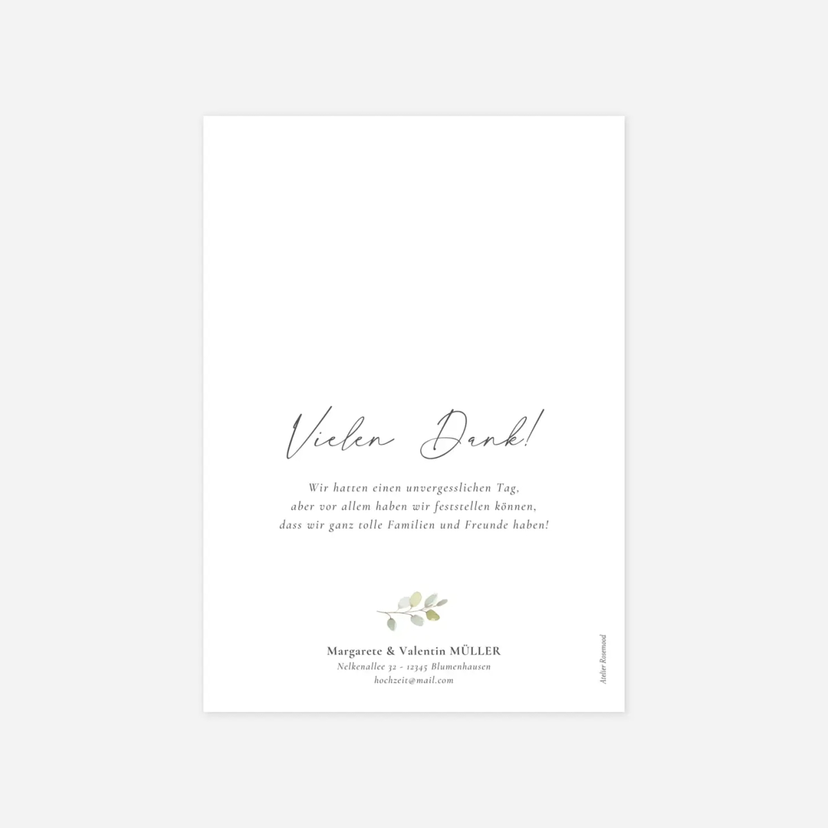 Dankeskarte Hochzeit Eukalyptus Aquarell