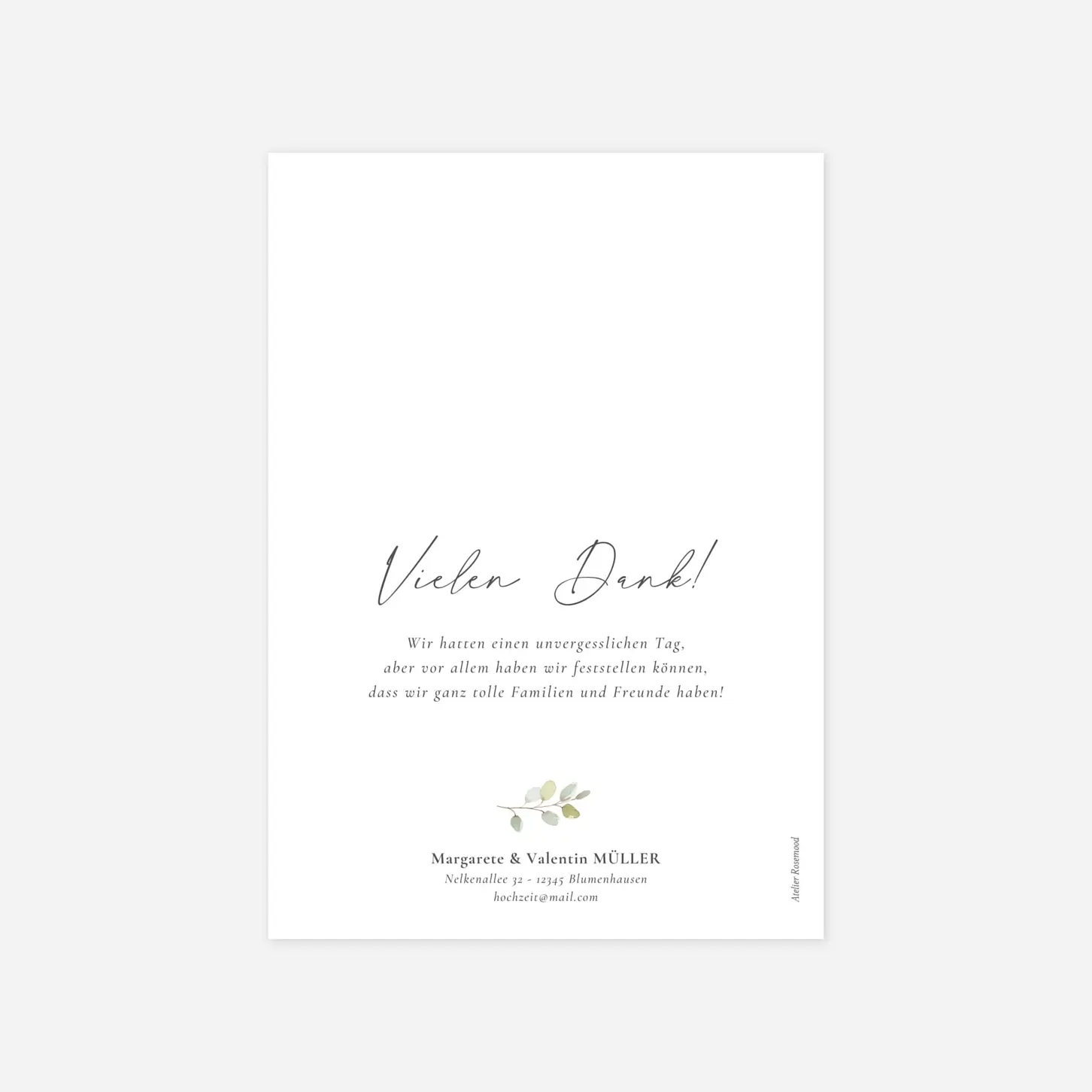 Dankeskarte Hochzeit Eukalyptus Aquarell