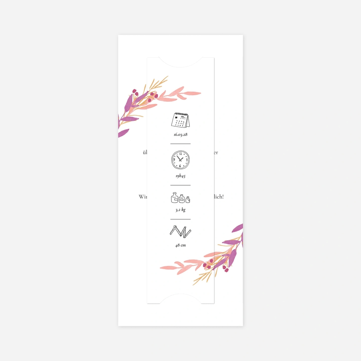 Geburtskarte Eukalyptuskranz