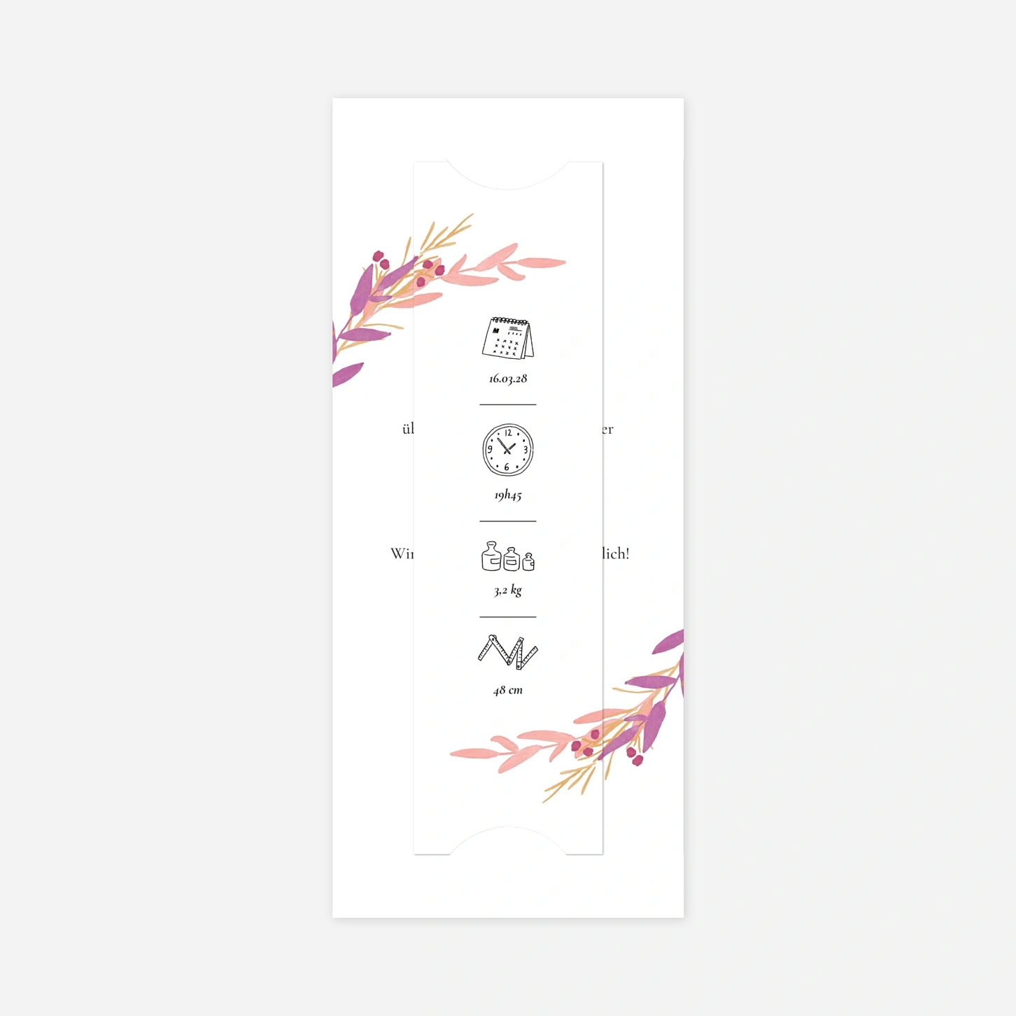 Geburtskarte Eukalyptuskranz