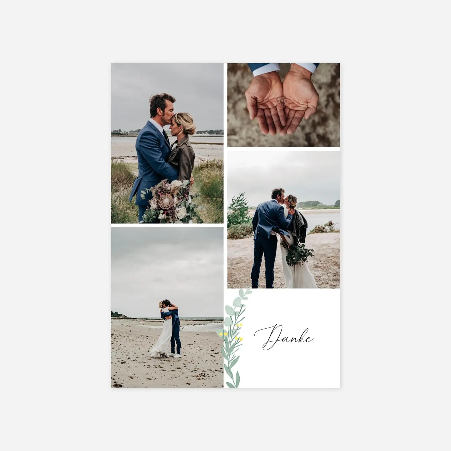 Dankeskarte Hochzeit Eukalyptuskranz