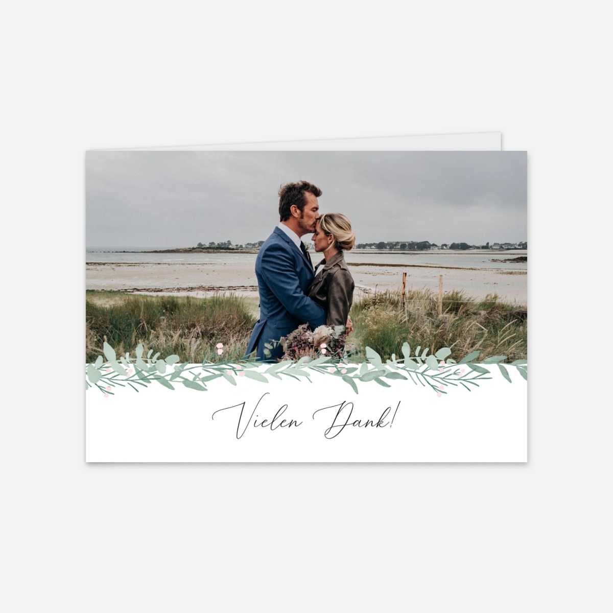 Dankeskarte Hochzeit Eukalyptuskranz