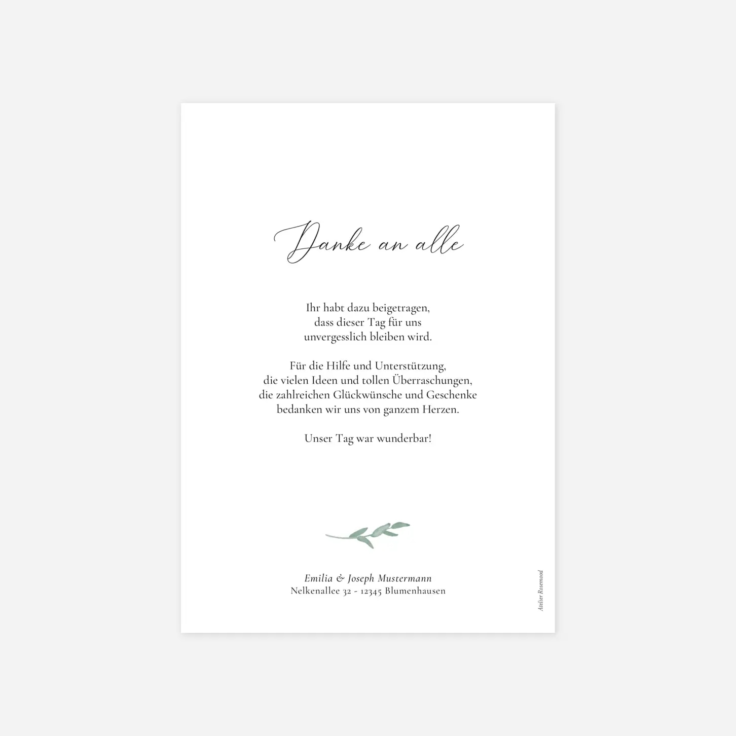 Dankeskarte Hochzeit Eukalyptuskranz