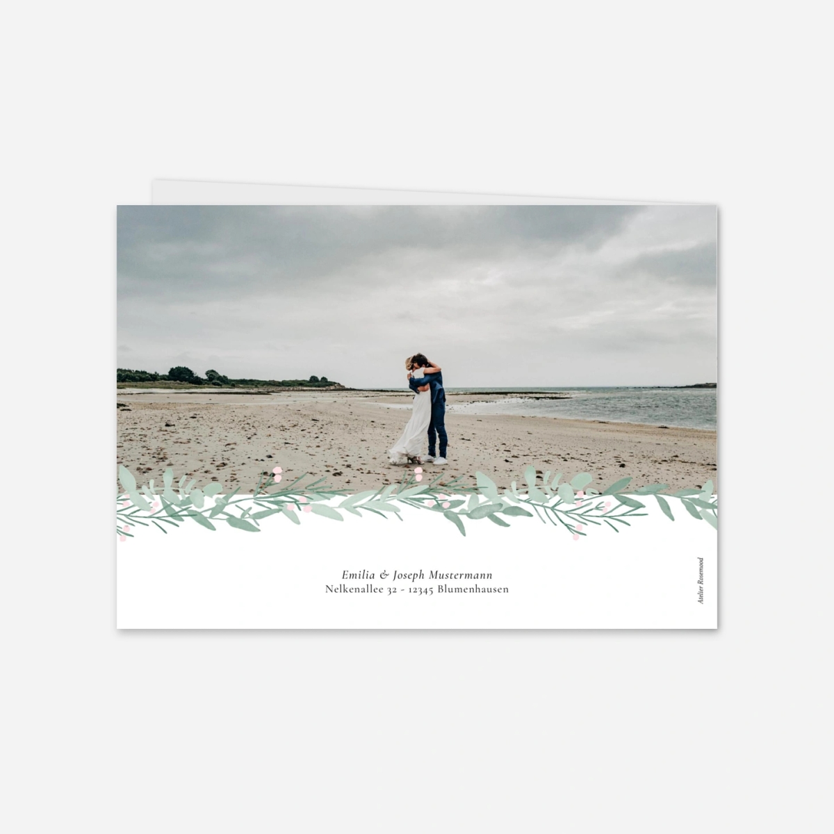 Dankeskarte Hochzeit Eukalyptuskranz