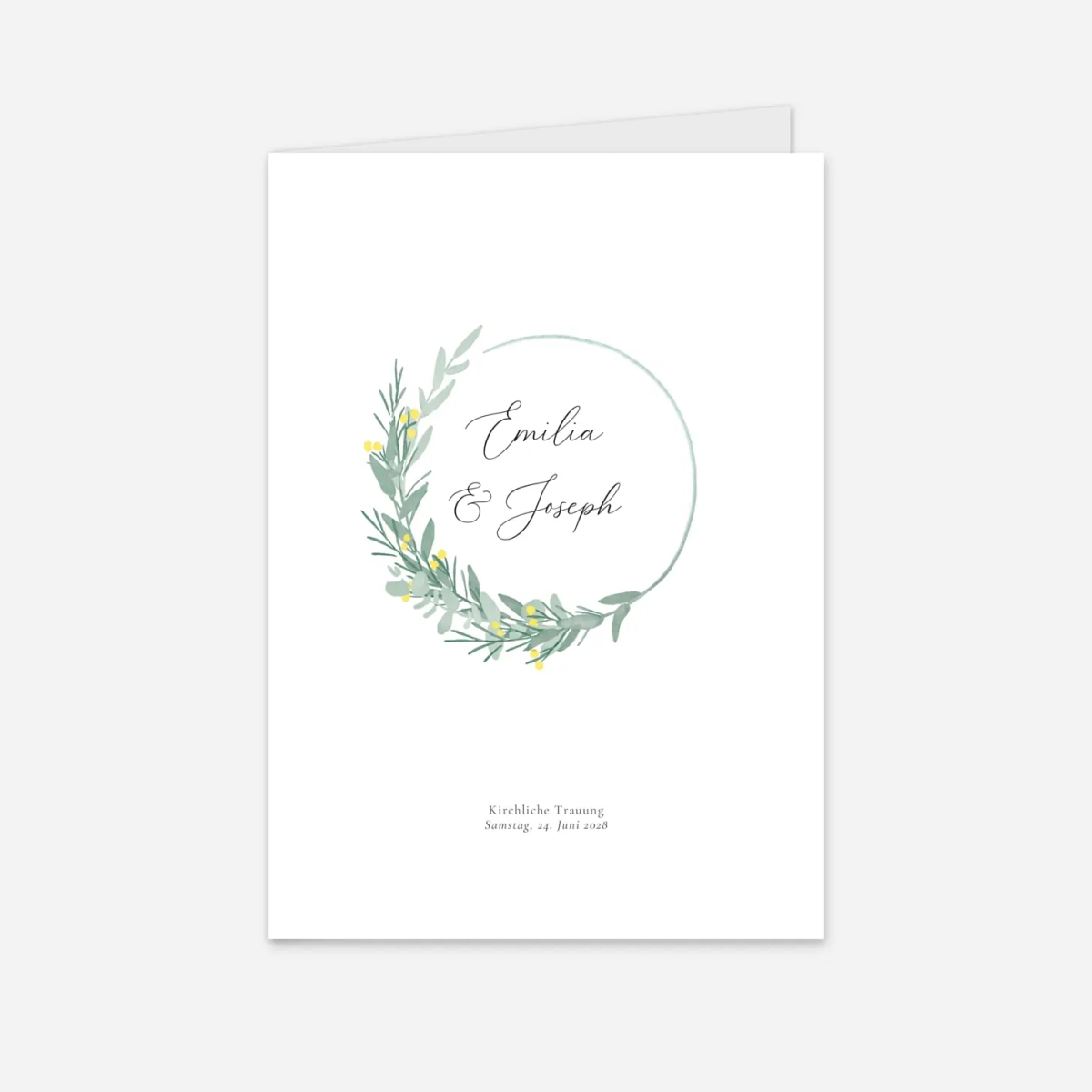 Kirchenheft Hochzeit Eukalyptuskranz