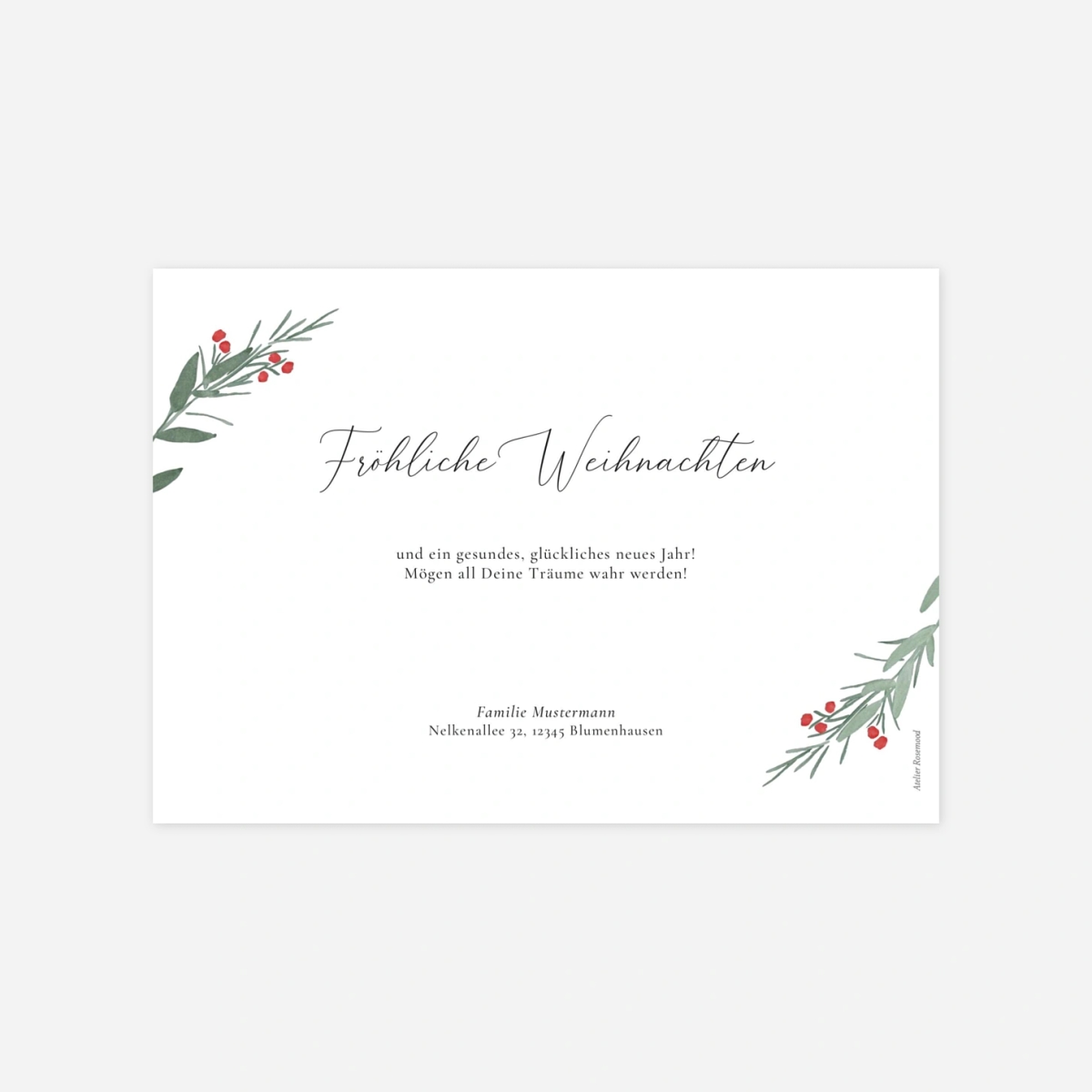Weihnachtskarte Eukalyptuskranz