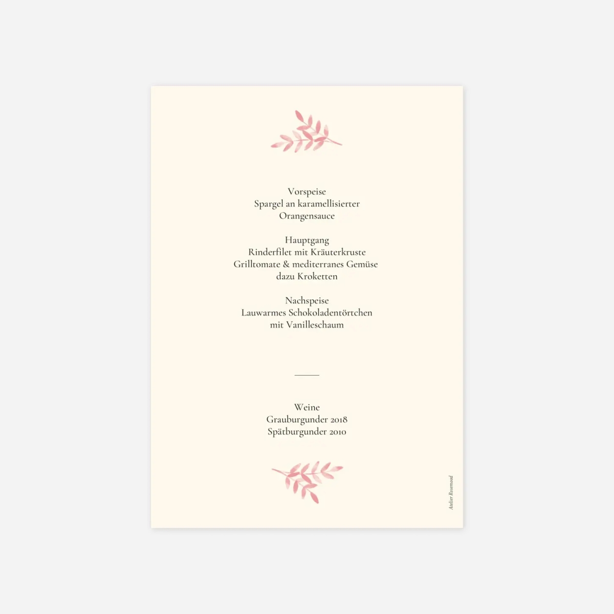 Menükarte Taufe Fauna