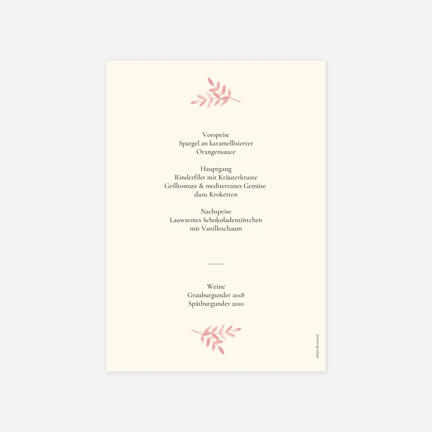 Menükarte Taufe Fauna