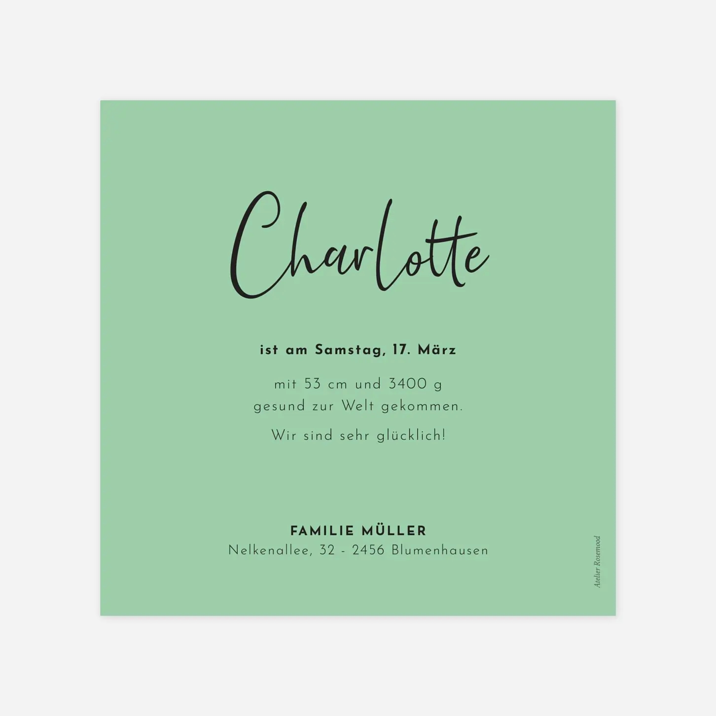 Geburtskarte Federleicht