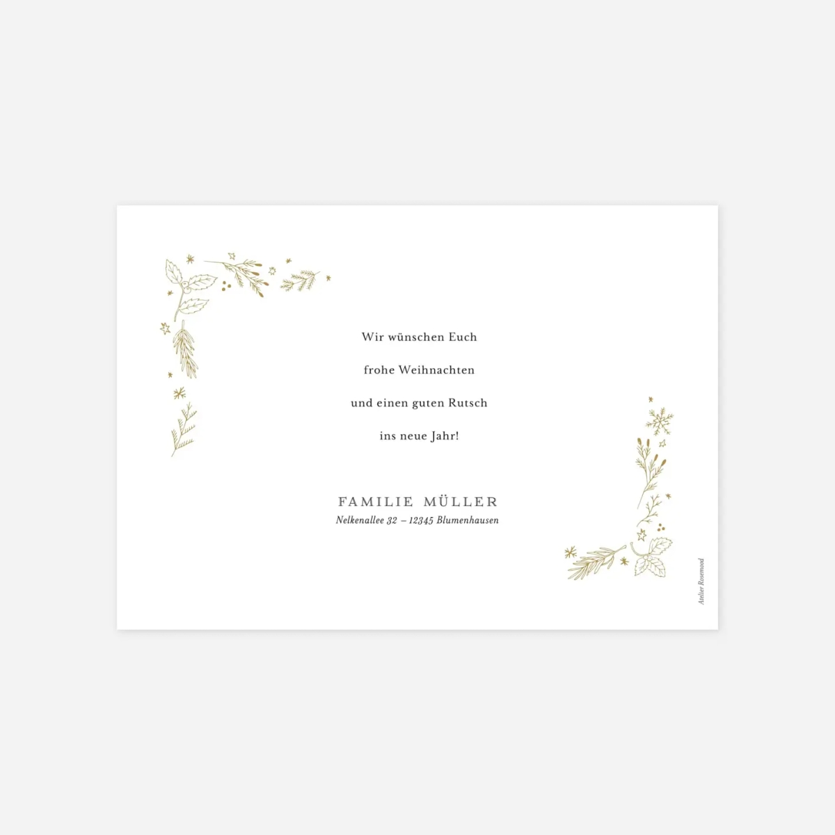 Weihnachtskarte Festliches Ornament Gold