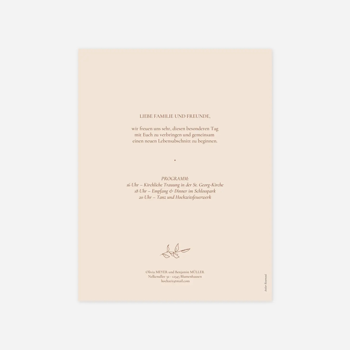 Hochzeitseinladung Festlicher Zweig