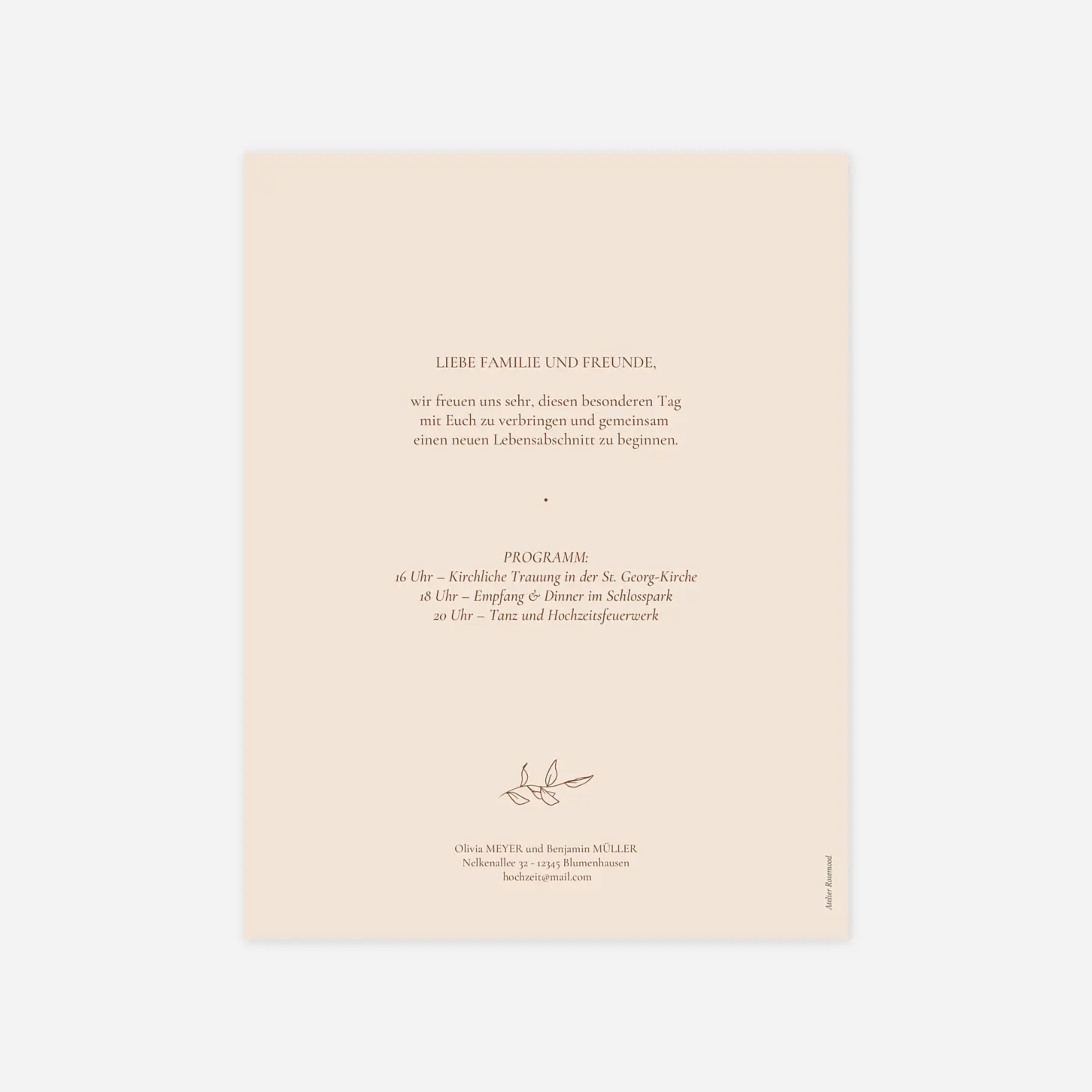 Hochzeitseinladung Festlicher Zweig