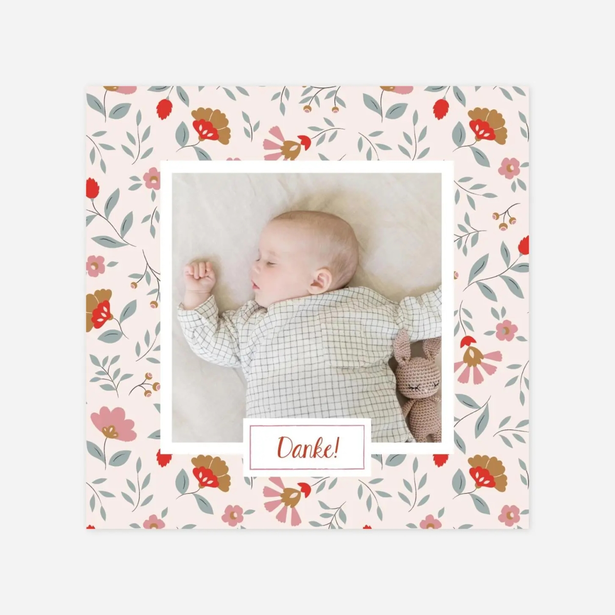 Dankeskarte Geburt Flower Baby