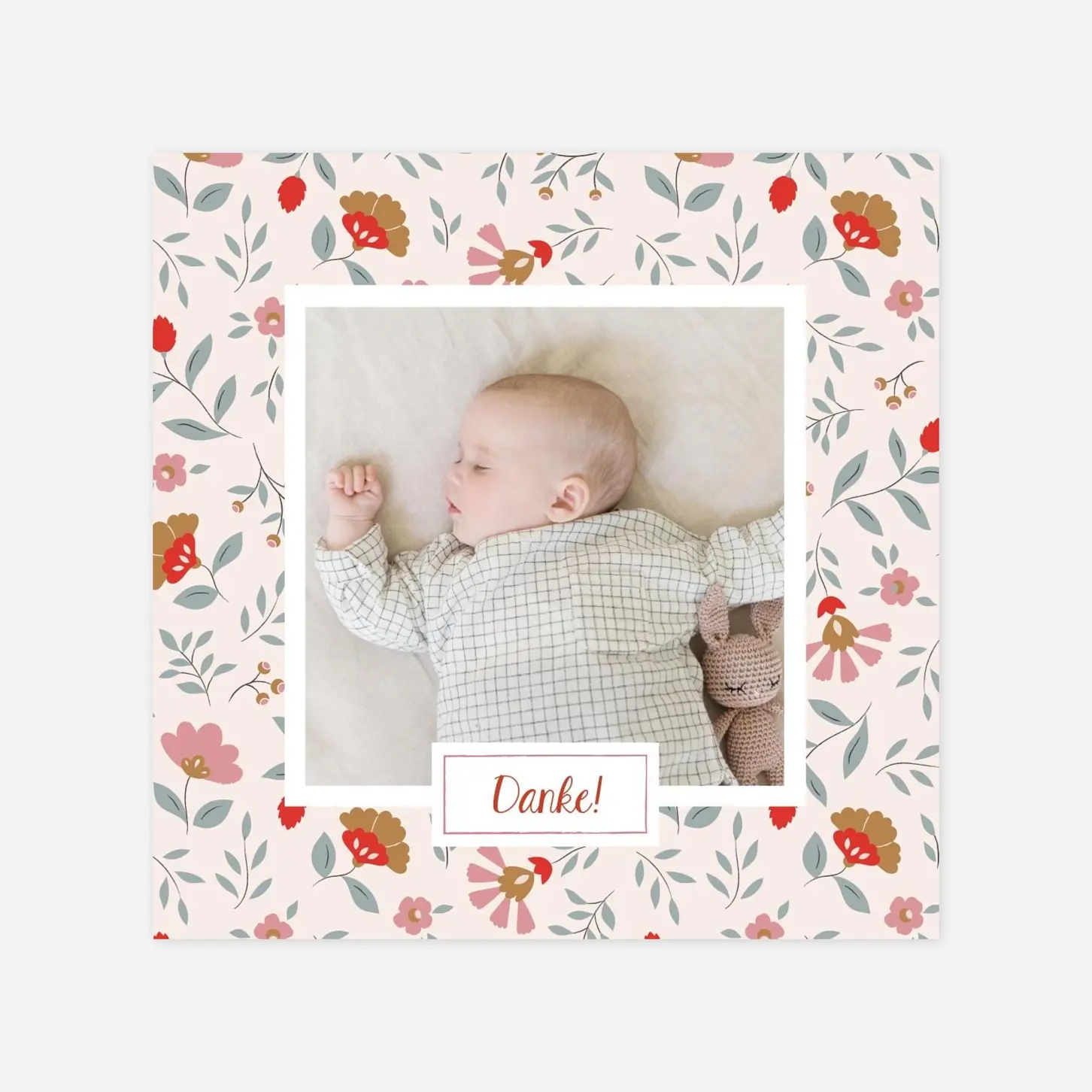 Dankeskarte Geburt Flower Baby