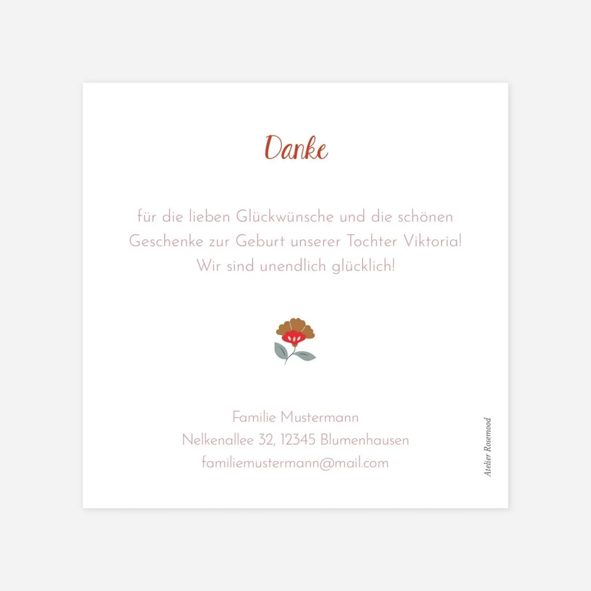 Dankeskarte Geburt Flower Baby