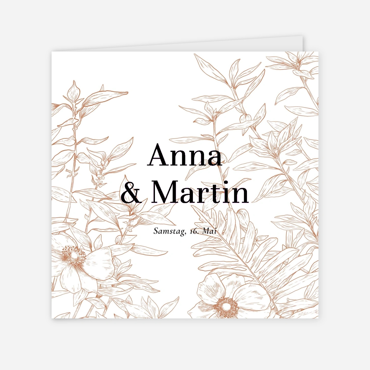 Hochzeitseinladung Florale Gravur