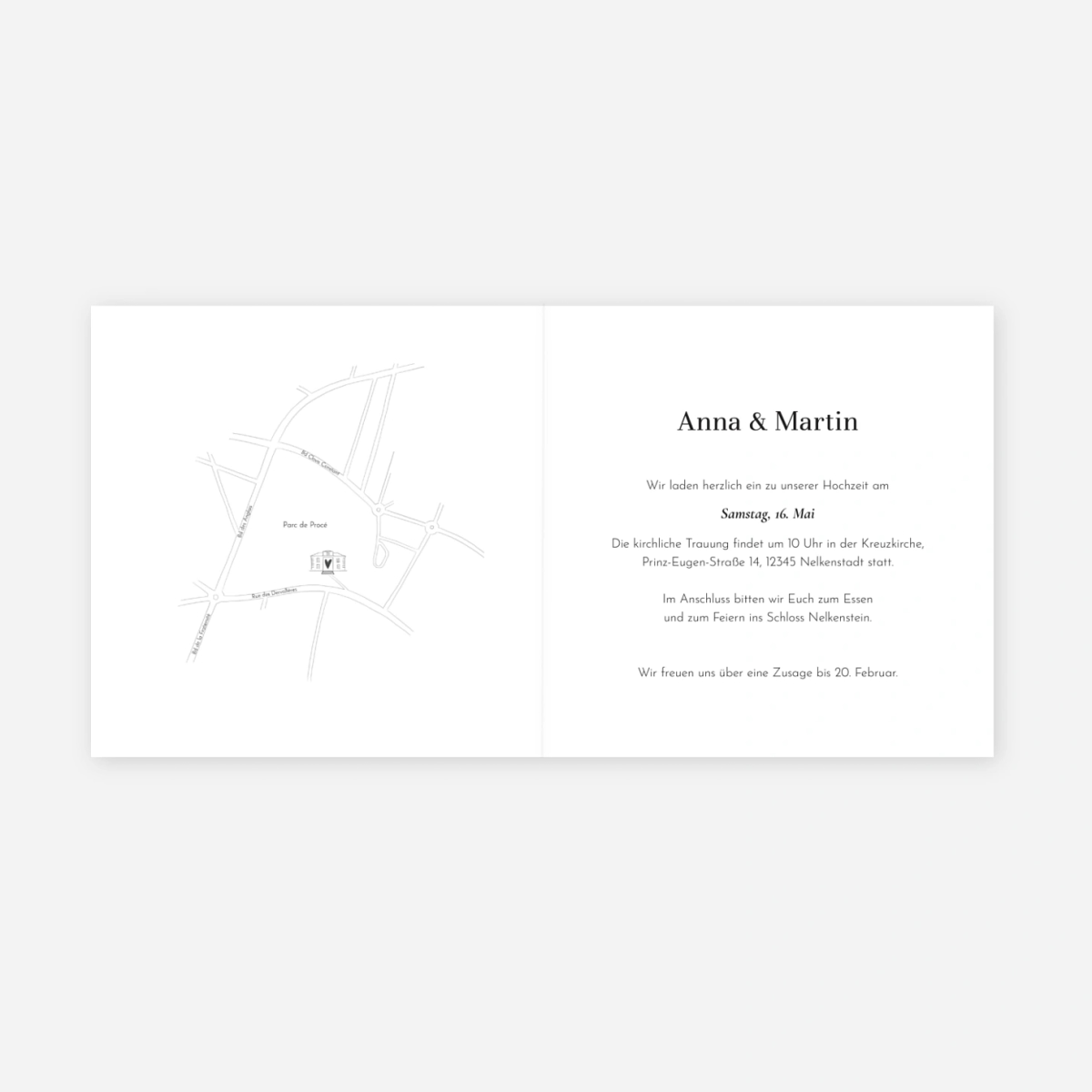 Hochzeitseinladung Florale Gravur