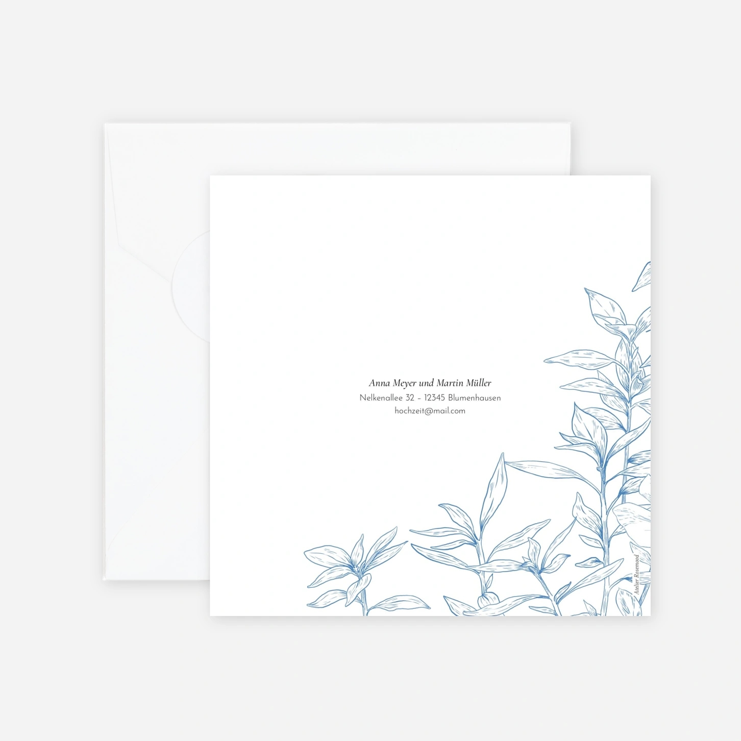 Hochzeitseinladung Florale Gravur