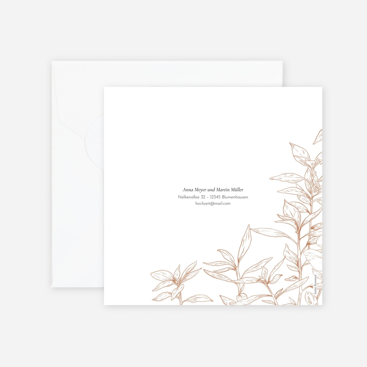 Hochzeitseinladung Florale Gravur