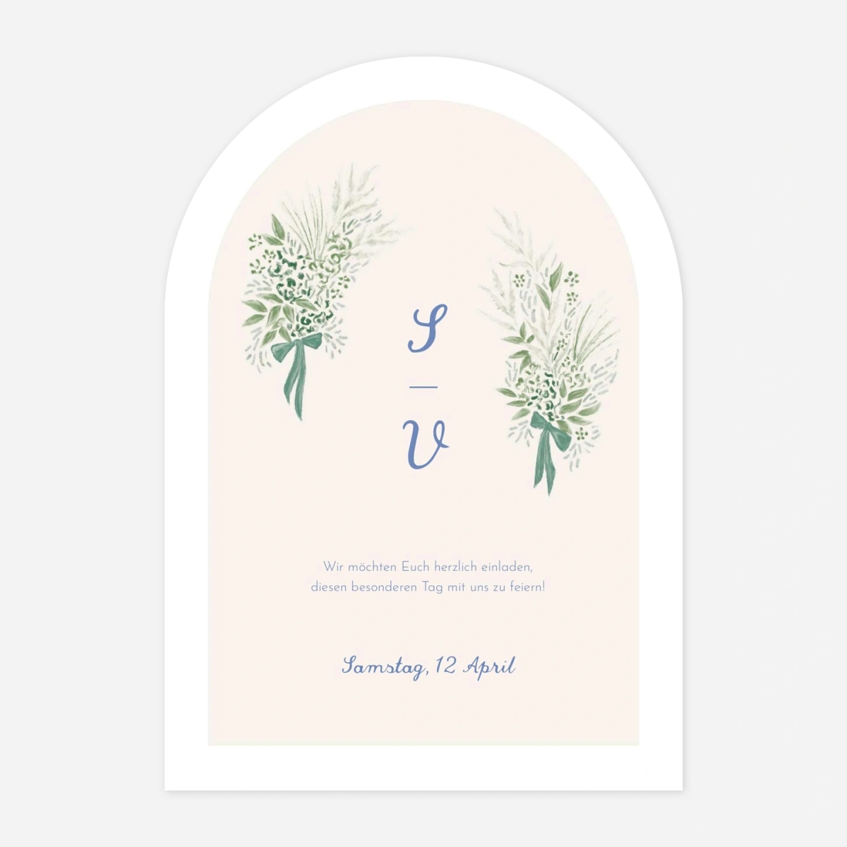 Hochzeitseinladung Florale Initialien