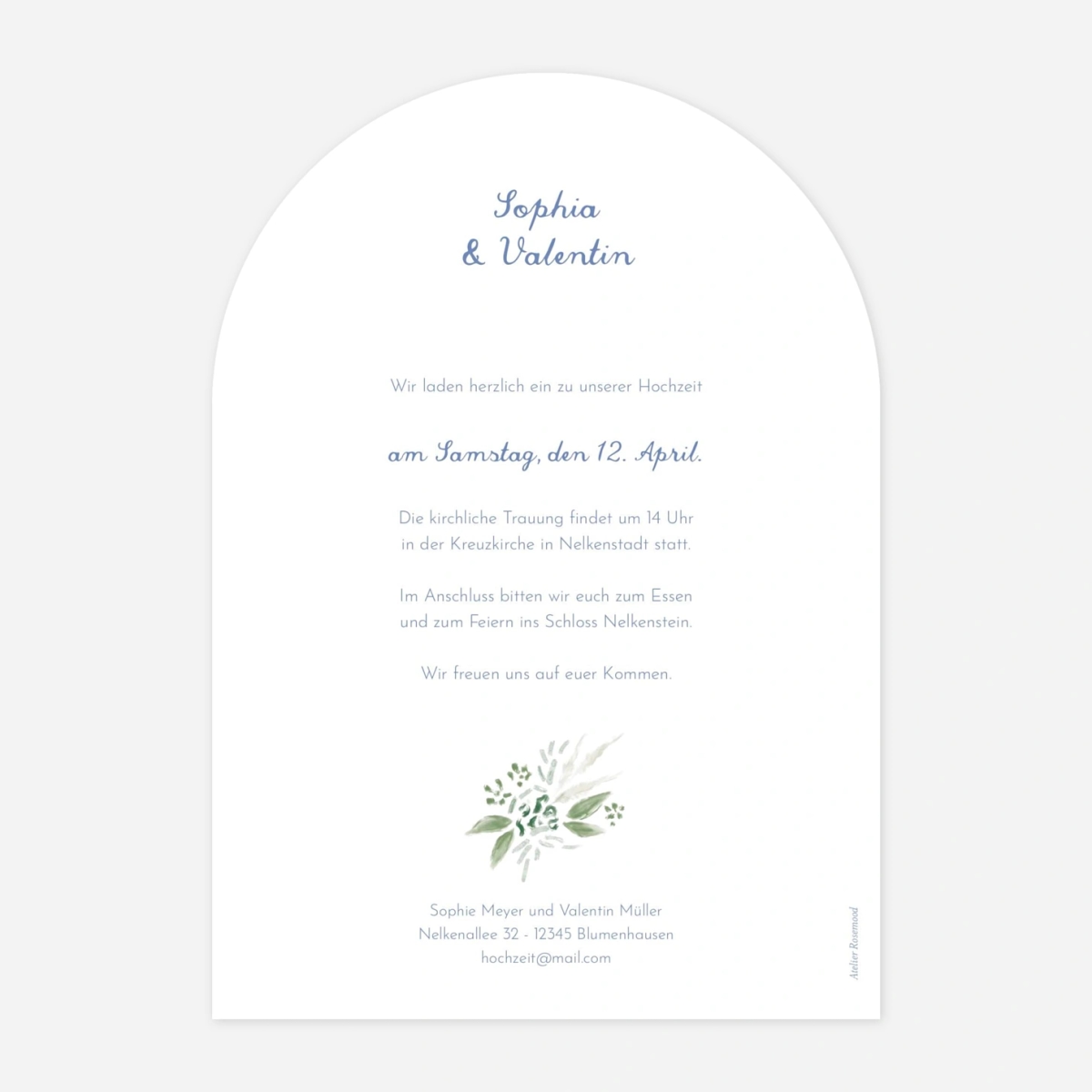 Hochzeitseinladung Florale Initialien