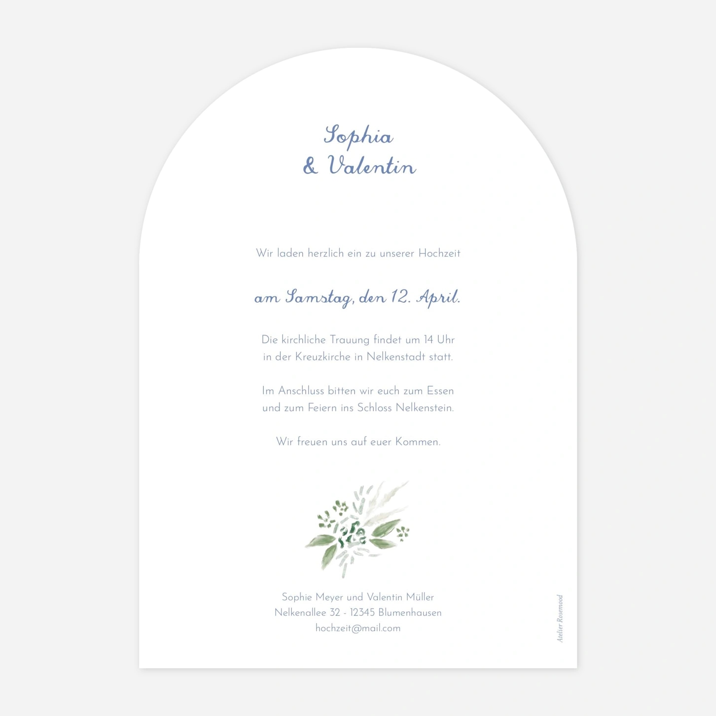 Hochzeitseinladung Florale Initialien