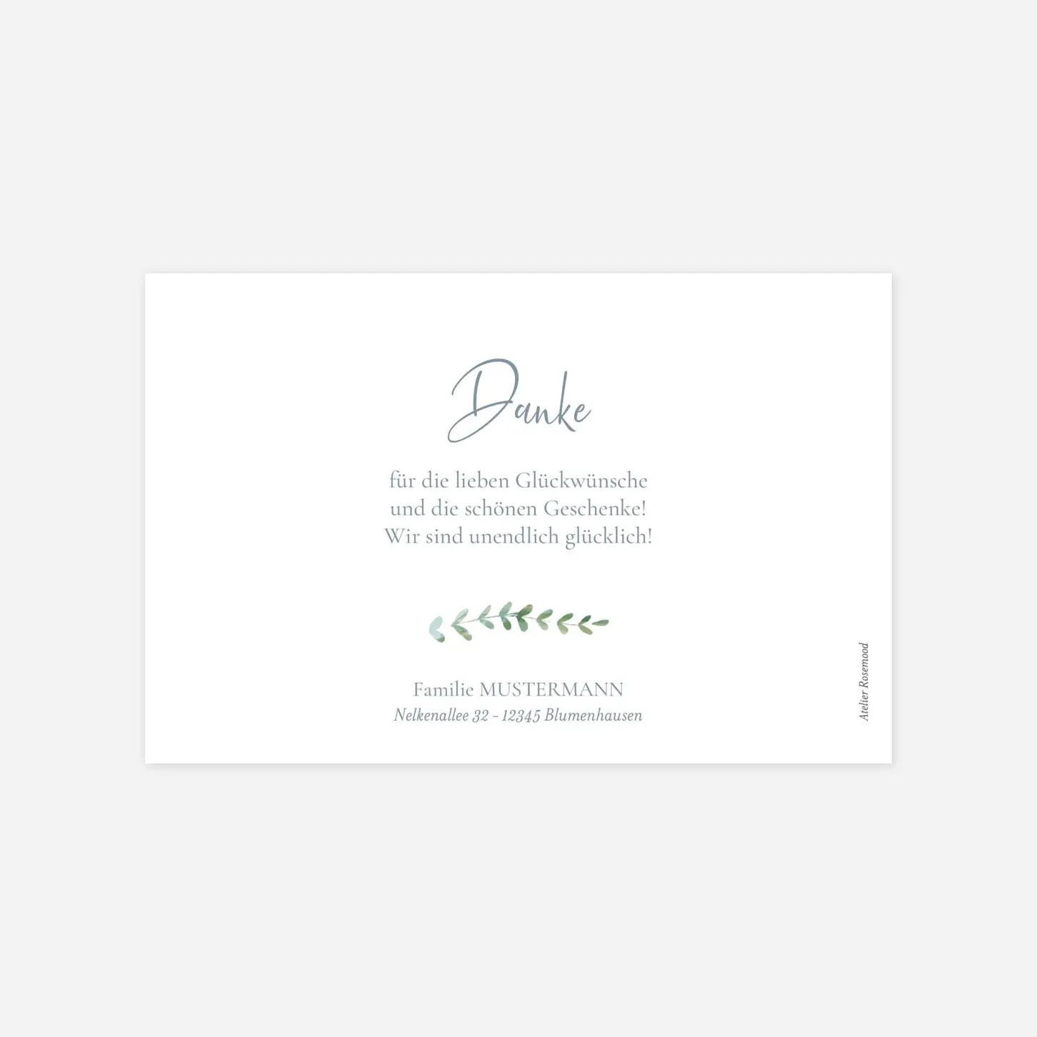 Dankeskarte Geburt Floraler Kranz