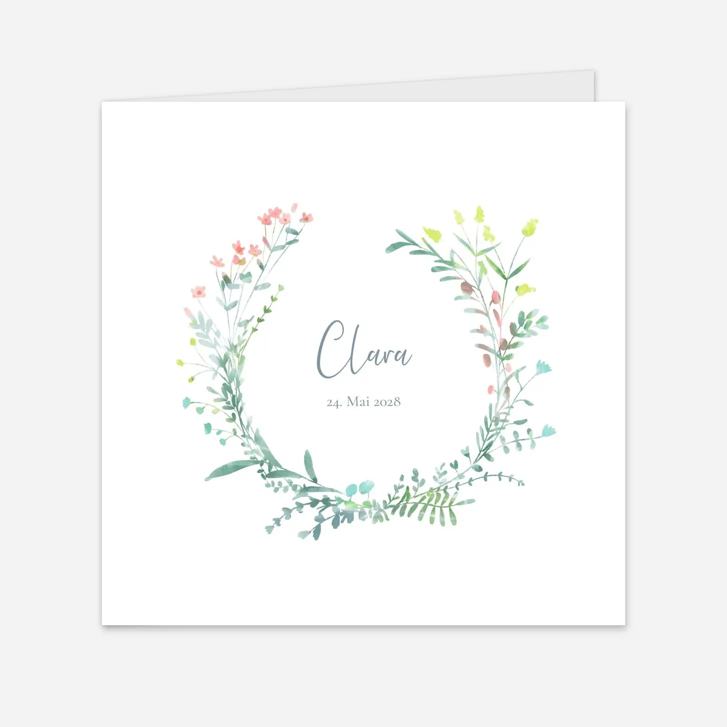 Geburtskarte Floraler Kranz