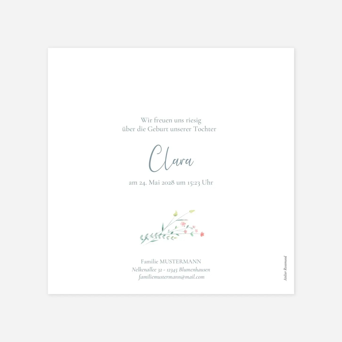 Geburtskarte Floraler Kranz